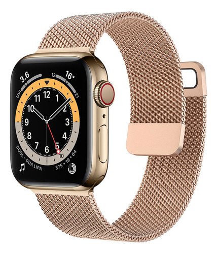 Correa Para Apple Watch + Funda Protector Serie 9 8 7 6 5 Se Ancho De La Correa 46 Color Oro Rosa