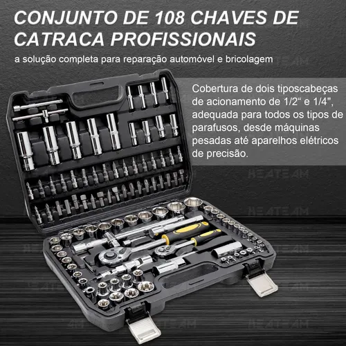 Jogo de Soquete Torx Ajustável 108 peças Heateam Aço Cromo-Vanádio