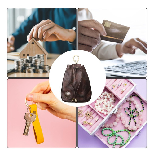 Monedero Piel Vaca,bolsa Llaves Portátil,monedero Con Cordón