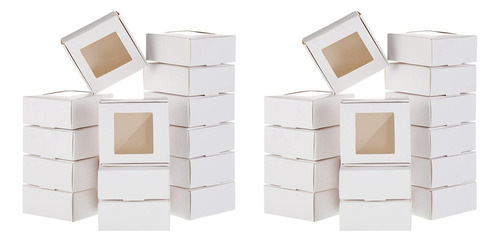 Mini Caja De Papel Kraft De 100 Piezas Con Ventana Y Embalaj