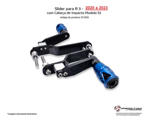 Slider Dianteiro Carenagem Procton Racing S1 Yamaha R3 2022