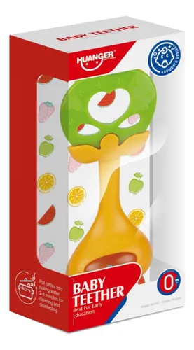 Mordillo De Silicona Huanger Con Sonajero Color Manzana