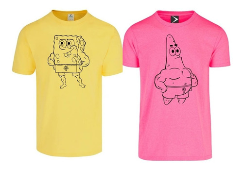 Pack 2 Playeras Gym Bro Patricio Y Bob Esponja Comoda Moda