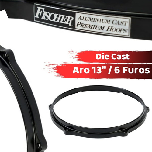 Par Aro Die Cast Fischer Alumínio Preto 13 /6 Furos P/ Caixa