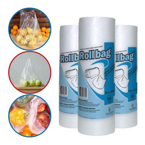 Imagem 6 de 6 de Rolo De Saquinhos Plástico P/ Alimentos 30x40 Transp C/500un
