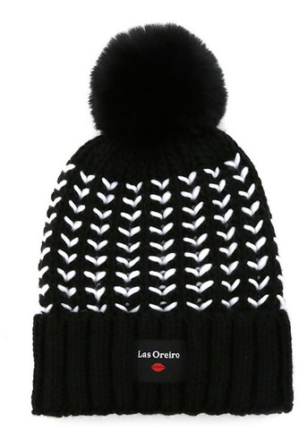 Gorro Lana Las Oreiro Tejido Invierno Pompon Bi Color Trenza