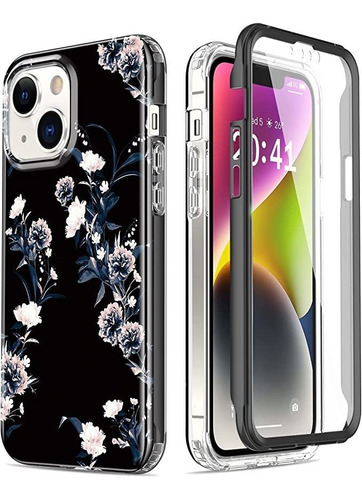 Funda Protect Pantalla Apple iPhone 14 6.1¨ Flor Negra