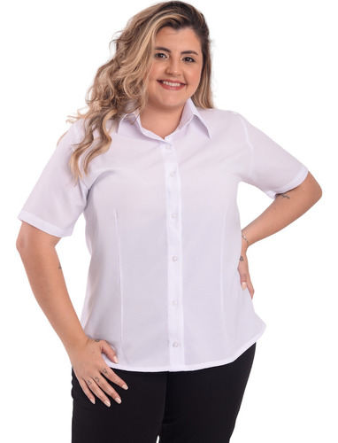 Camisete Manga Curta Blusa Plus Size Social Feminina 