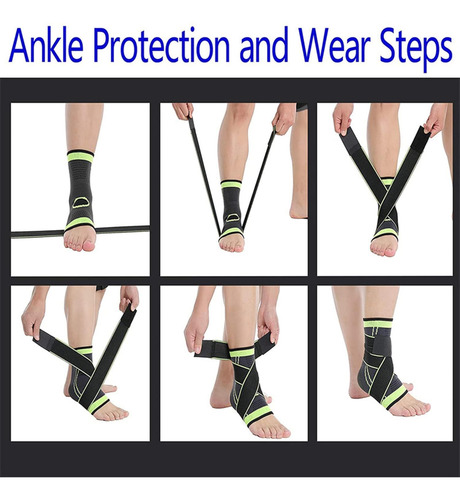 1 Par De Tobilleras De Compresion Ajustable Transpirable