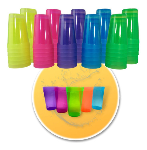 Vasos De Plástico  25 Piezas Libres De Bpa 5 Colores 300 Ml