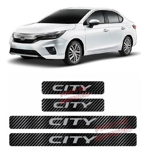 Sticker Cubre Estribos Fibra Carbon Para Honda City