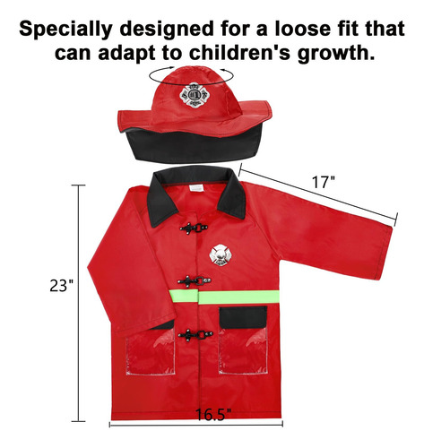 Disfraz De Bombero Para Niños De 3 A 6 Años Con Casco Rojo