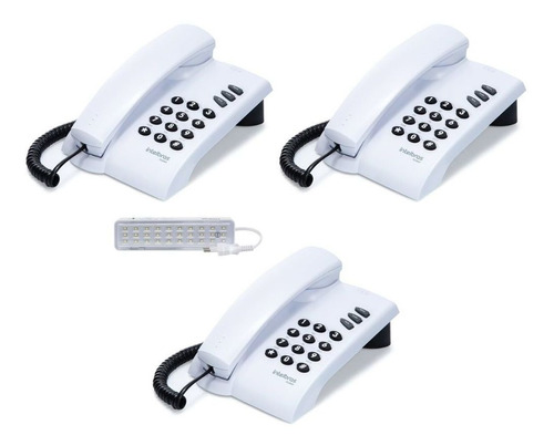 Kit 3 Aparelho Telefone Com Fio Intelbras Pleno Parede Mesa Cor Branco