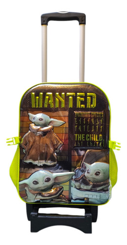 Kit Mochila Con Carro Lonchera Baby Yoda Star Wars Grogu Ruz Negro Impresion Vinil