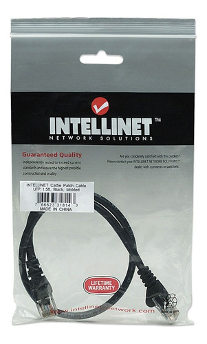 Cable Patch Cat 5e Utp 0.45m Intellinet Color Negro 31814 /v