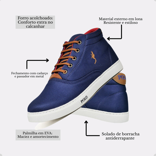 Tenis Kit 3 Pares Masculino Bota Cano Alto Polo Coturninho