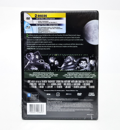 Dvd Frankenweenie + Blu Ray 2 Discos Tim Burton Tk0f