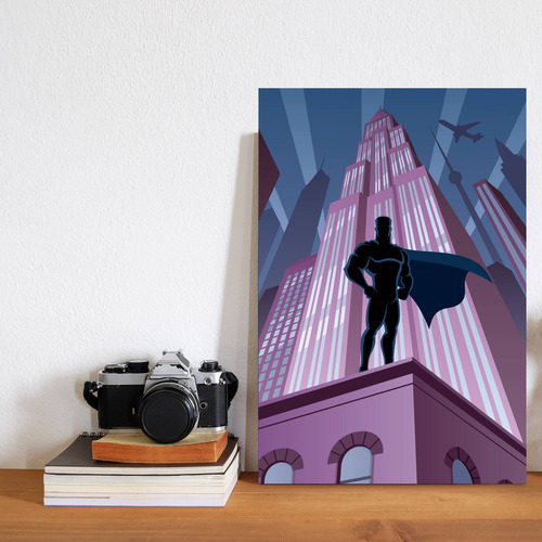 Imagem 2 de 2 de Placa Decorativa Super Heróis Geek Noturno 30x40cm