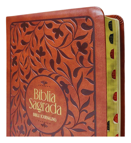 Biblia Nvi Bible Journaling Leitura Perfeita Com Espaço Para Anotações Capa Couro Soft Marrom Com Indice