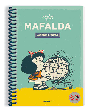 Libro Agenda 2024 Mafalda Anillada Modulos Turquesa - Quino