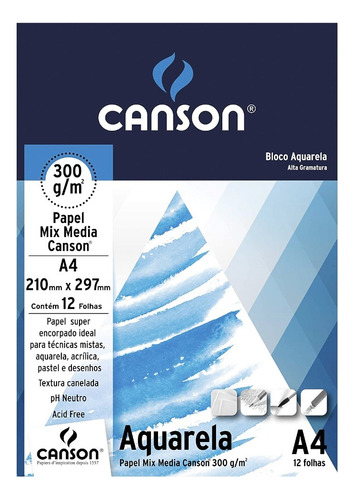 Block Dibujo Canson Acuarela 300gr. A4 Serviciopapelero