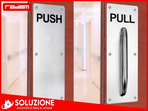 Imagen 8 de 10 de Placa Push Y Pull P/puertas Acero Inox 300 X 100mm Radem