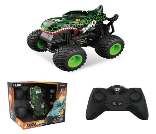 Carrinho Com Controle Remoto E Led 7 Spin Monster Cor Verde