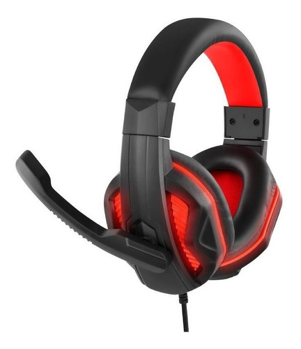 Misik - Audifonos Gamer Con Microfono Y Luz Led - Cable 1.8m Color Rojo