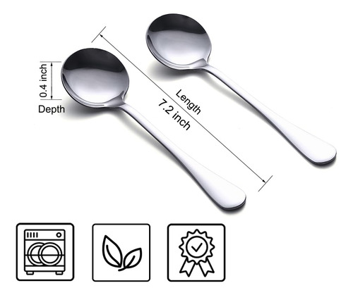 Juego De 8 Cucharas Redondas De Acero Inoxidable De Alta