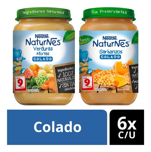 Colado Naturnes® Verduras Mixtas Y Garbanzos 215g X12 Uds