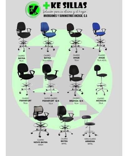 Imagen 2 de 2 de Silla Cajero Angie, Barra, Alta Oficina Ergonomica