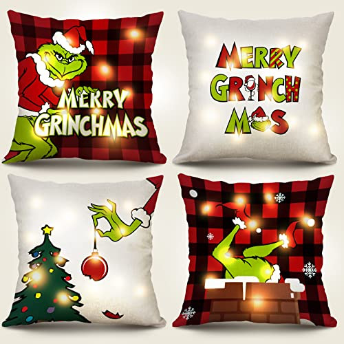 Fundas De Almohada De Navidad Luces Led De 45x45 Cm Jue...