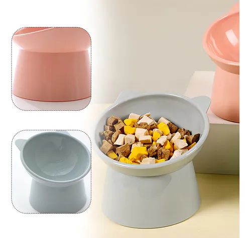 Platos Para Gatos Y Perros Comedero Kawaii Mascotas Tazon Color Gato gris