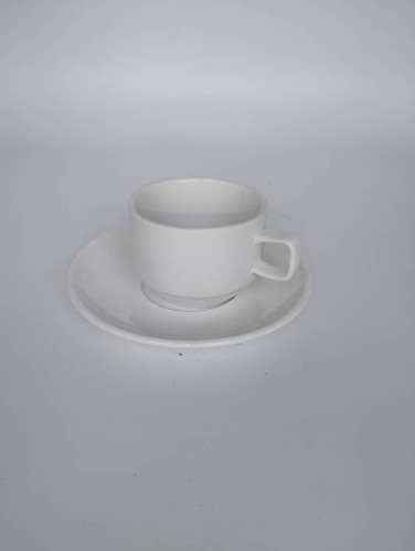 Taza De Porcelana Café Pequeño 100 Cc Con Plato Apilable.