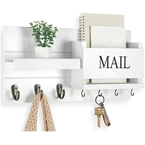 Mail Organizer For Wall Mount  Key Holder With Shelf...