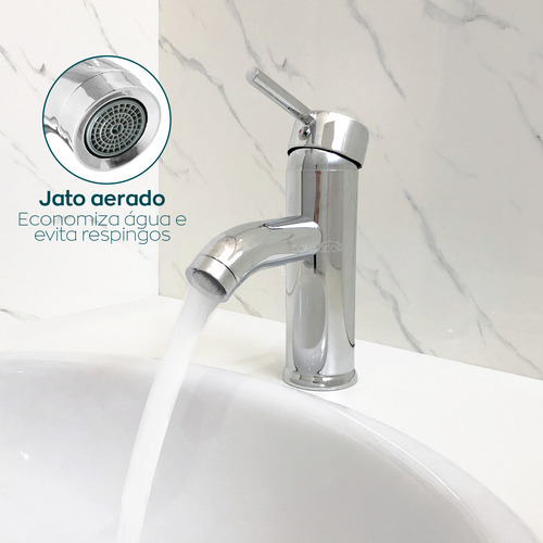 Torneira Banheiro Aço Inox Cromado Misturador Monocomando Dona D.Cor Água Quente E Fria Bica Baixa Cuba Lavatório Inox 304 Torneira De Bancada Luxo Cor Prata Acabamento Cromado