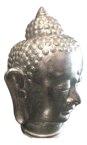 Estatua Cabeza De Buda Buddha Color Plata Vieja