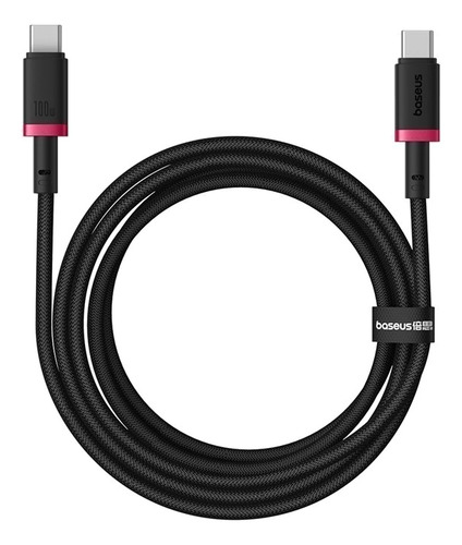 Cable Baseus Dura Tipo C A C 100w 2m Carga Rápida Rojo Rojo