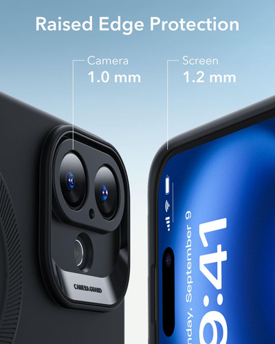 Funda De Teléfono Esr Para iPhone 16 Plus Con Silicona Negra Magsafe