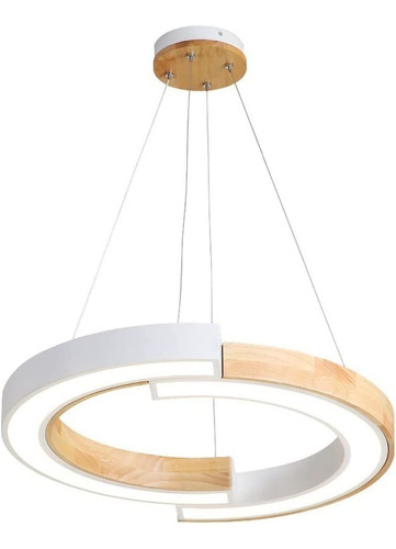 Colgante Circular Led Nordico Madera Bruma Viggo