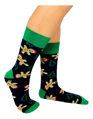 Calcetines Divertidos Navideños Diseño De Galletas Navideñas