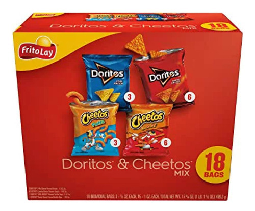Paquete Con 18 Bolsas Variedad Doritos Y Cheetos Americanos
