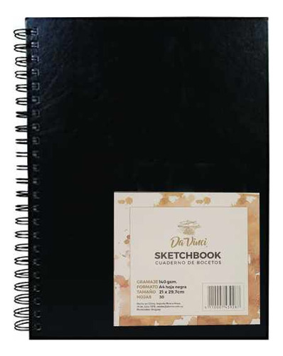 Sketch Book Da Vinci Espiral Hoja Negras A4 Serviciopapelero