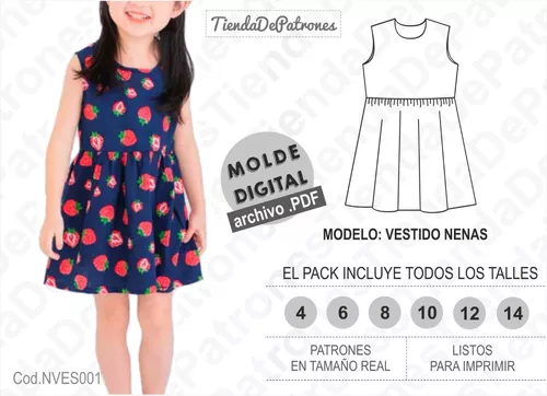 Patron Imprimible Vestido Nenas Talles Al 14 | MercadoLibre