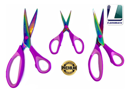 Imagem 3 de 7 de Tesoura Profissional Corte Costura Artesanato Kit 3 Peças