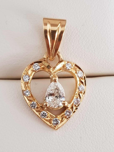 Dije Corazon Oro 18k Con Diamantes Naturales 53 Puntos