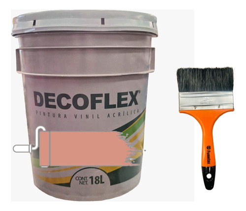 Pintura Vinílica Decoflex Interior Exterior 18lts Con Brocha Coral Mate