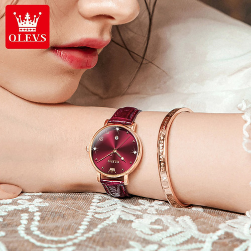 Reloj De Cuarzo Simple Olevs Calendar Diamond