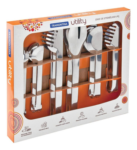 Juego De Utensilios Tramontina Utility 6 Piezas Acero Inox