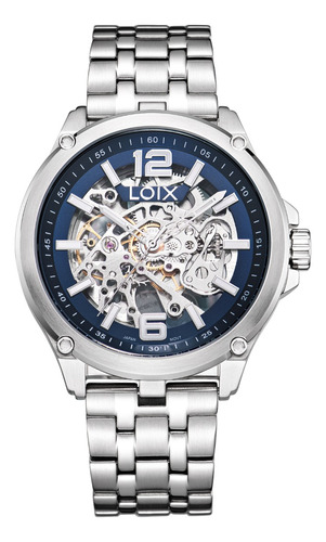 Reloj Loix La2117-2 Para Hombre Plateado Maquinaria Visible